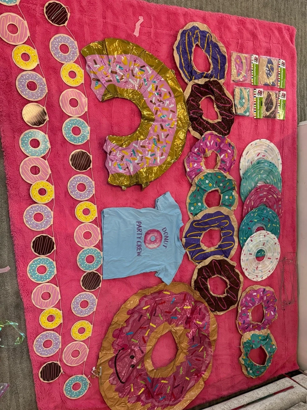 Donut Party Crew T-Shirt & Party Supplies - Blue, Pink, Purple